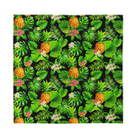 Black Hawaiian Pineapple Pattern Print Silk Bandana