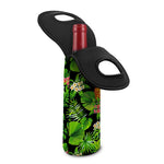 Black Hawaiian Pineapple Pattern Print Single Neoprene Wine Tote