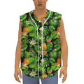 Black Hawaiian Pineapple Pattern Print Sleeveless Baseball Jersey