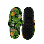 Black Hawaiian Pineapple Pattern Print Slippers