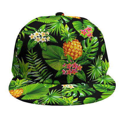 Black Hawaiian Pineapple Pattern Print Snapback Cap