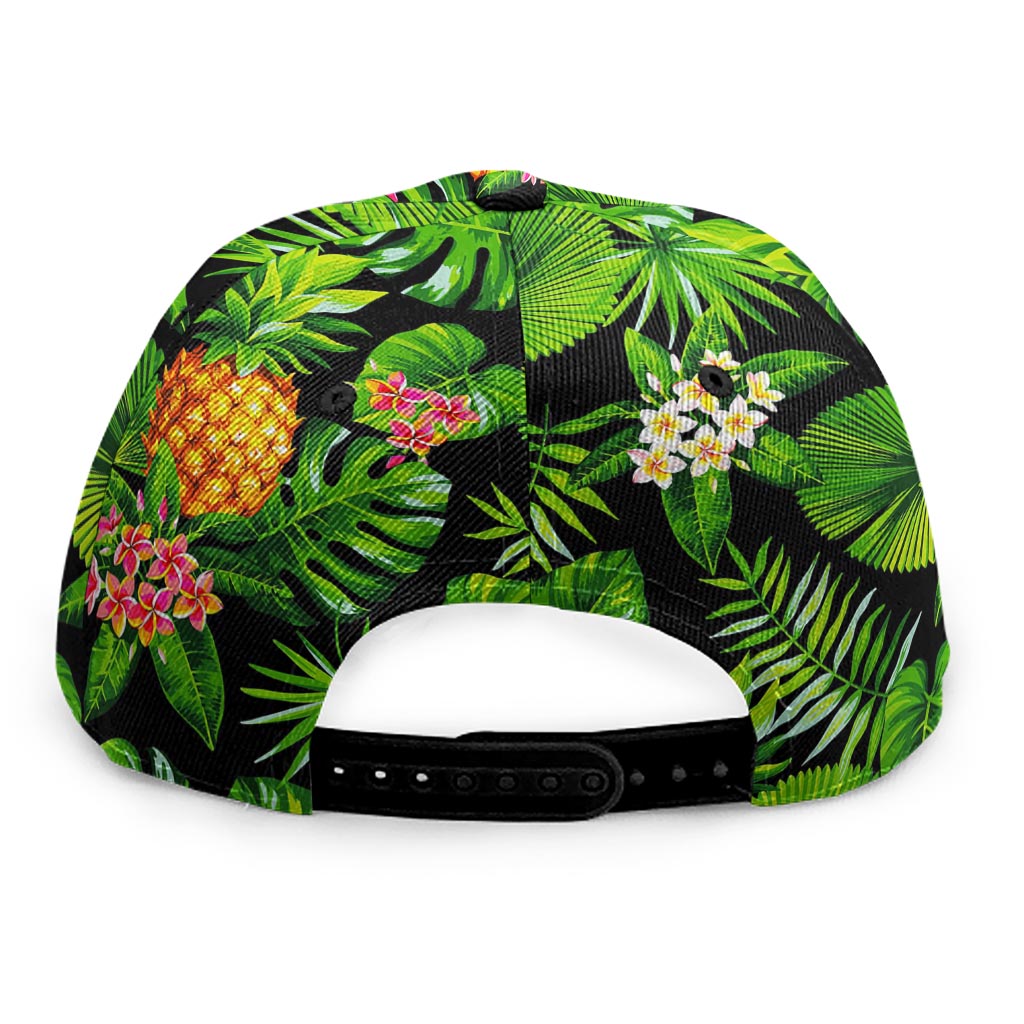 Black Hawaiian Pineapple Pattern Print Snapback Cap