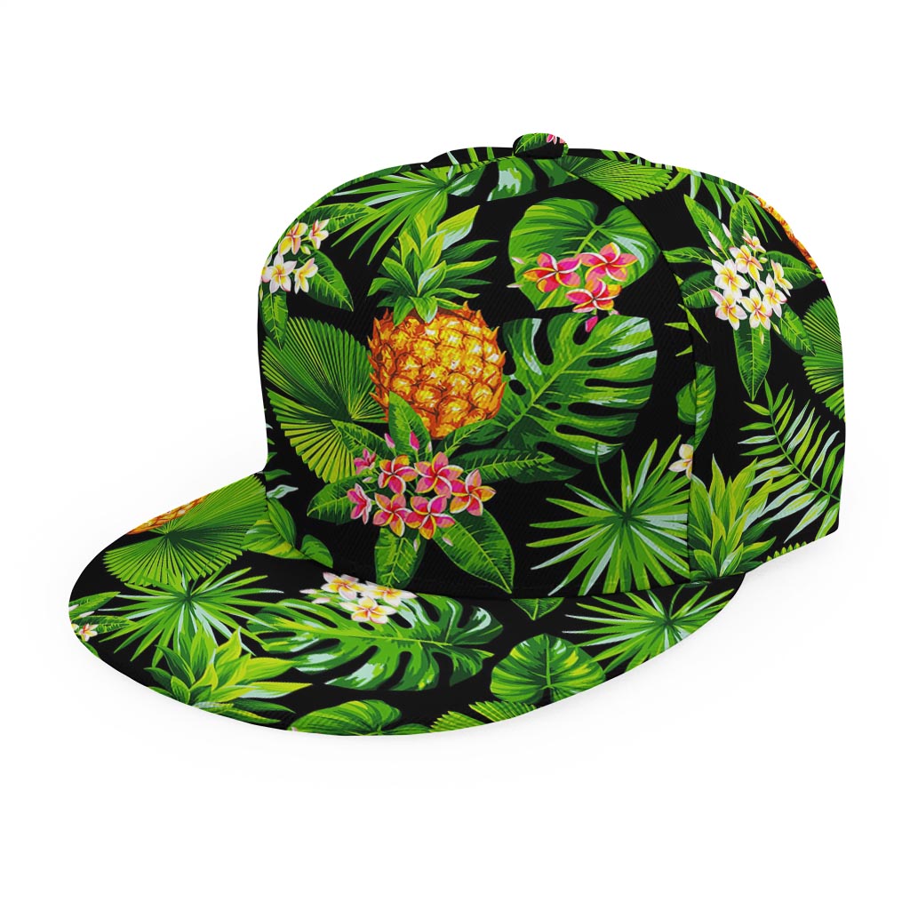 Black Hawaiian Pineapple Pattern Print Snapback Cap
