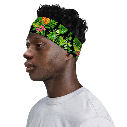 Black Hawaiian Pineapple Pattern Print Sports Headband