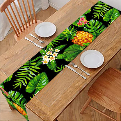 Black Hawaiian Pineapple Pattern Print Table Runner