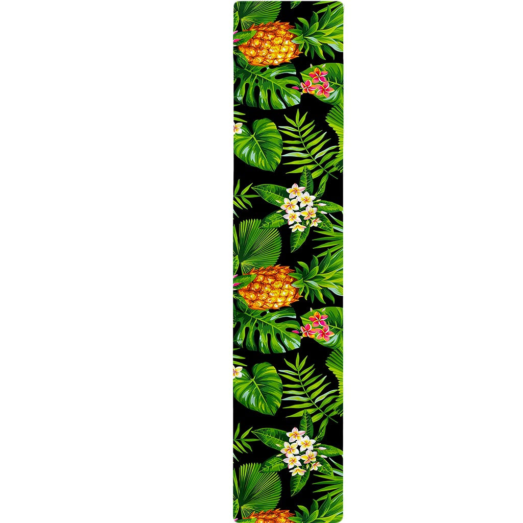 Black Hawaiian Pineapple Pattern Print Table Runner