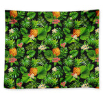 Black Hawaiian Pineapple Pattern Print Tapestry