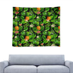 Black Hawaiian Pineapple Pattern Print Tapestry