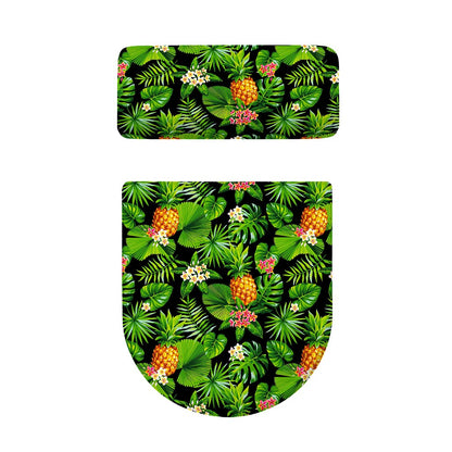 Black Hawaiian Pineapple Pattern Print Toilet Lid And Tank Cover Set