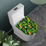 Black Hawaiian Pineapple Pattern Print Toilet Lid Cover