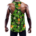 Black Hawaiian Pineapple Pattern Print Training Tank Top