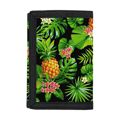 Black Hawaiian Pineapple Pattern Print Trifold Wallet