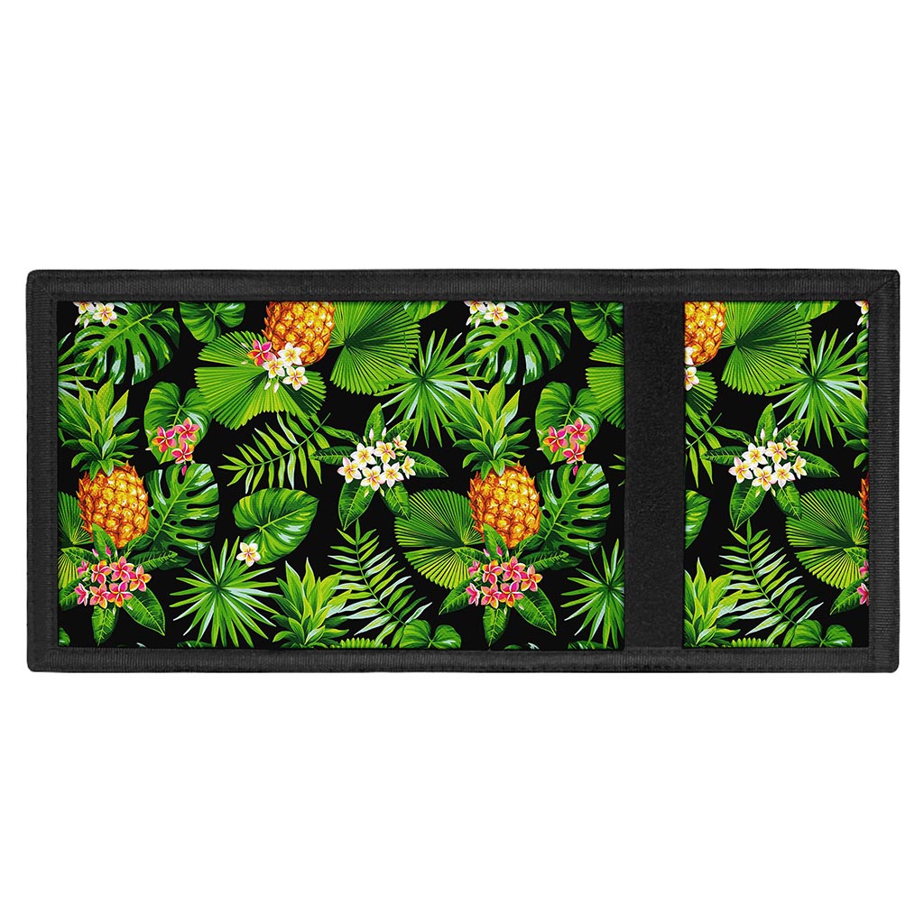 Black Hawaiian Pineapple Pattern Print Trifold Wallet