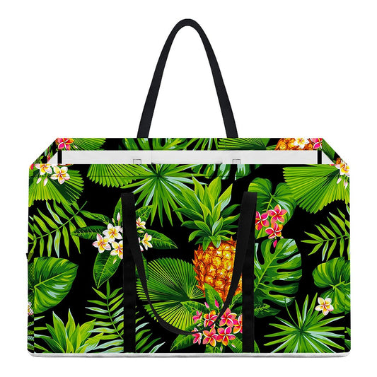 Black Hawaiian Pineapple Pattern Print Utility Tote Bag