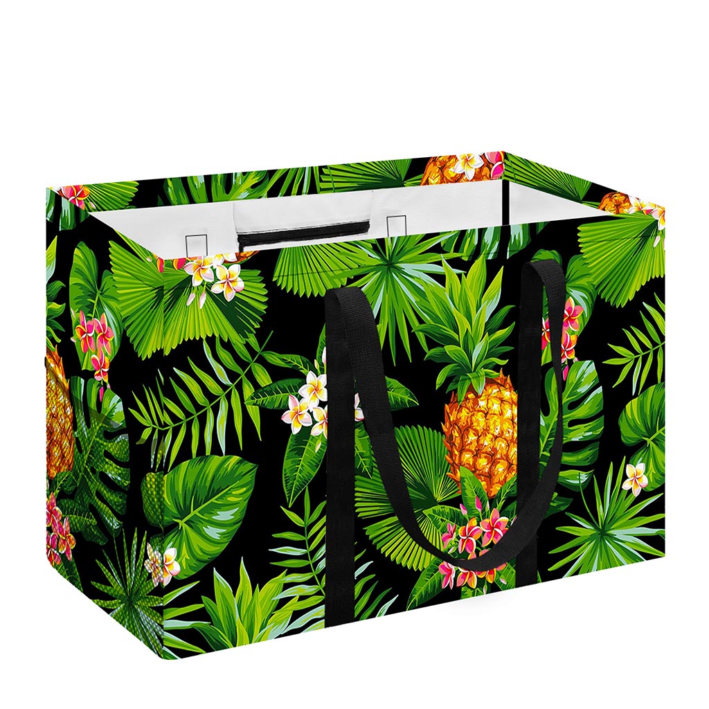 Black Hawaiian Pineapple Pattern Print Utility Tote Bag