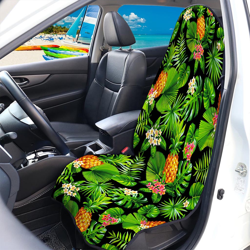 Black Hawaiian Pineapple Pattern Print Waterproof Car Seat Cover