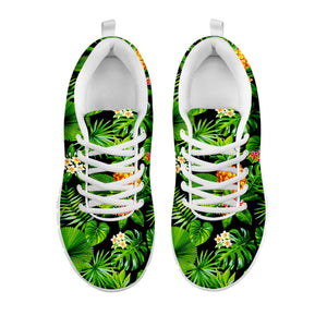 Black Hawaiian Pineapple Pattern Print White Running Shoes