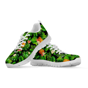 Black Hawaiian Pineapple Pattern Print White Running Shoes