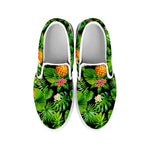 Black Hawaiian Pineapple Pattern Print White Slip On Sneakers