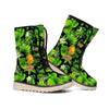 Black Hawaiian Pineapple Pattern Print Winter Boots