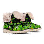 Black Hawaiian Pineapple Pattern Print Winter Boots