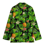 Black Hawaiian Pineapple Pattern Print Women's Blazer
