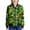 Black Hawaiian Pineapple Pattern Print Women's Bomber Jacket