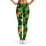 Black Hawaiian Pineapple Pattern Print Women's Leggings