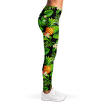 Black Hawaiian Pineapple Pattern Print Women's Leggings