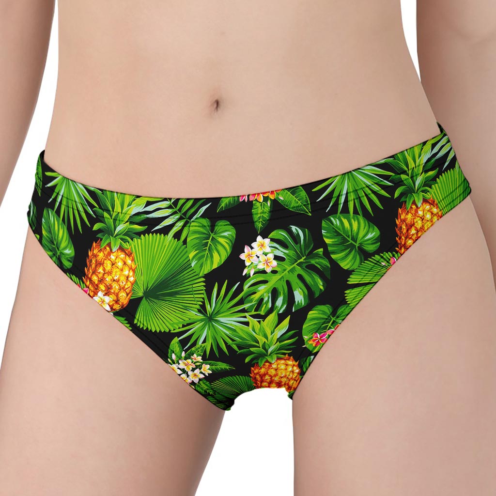 Black Hawaiian Pineapple Pattern Print Women's Panties