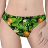 Black Hawaiian Pineapple Pattern Print Women's Thong