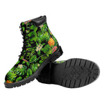 Black Hawaiian Pineapple Pattern Print Work Boots