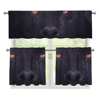 Black Jaguar Print 3 Piece Kitchen Curtains
