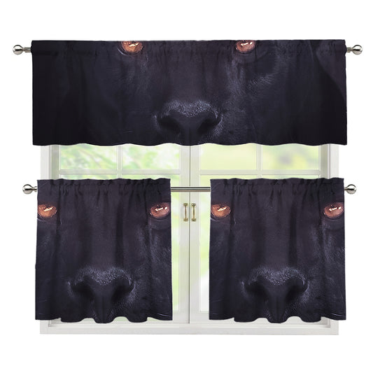 Black Jaguar Print 3 Piece Kitchen Curtains