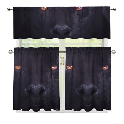Black Jaguar Print 3 Piece Kitchen Curtains