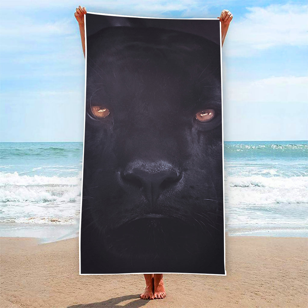 Black Jaguar Print Beach Towel
