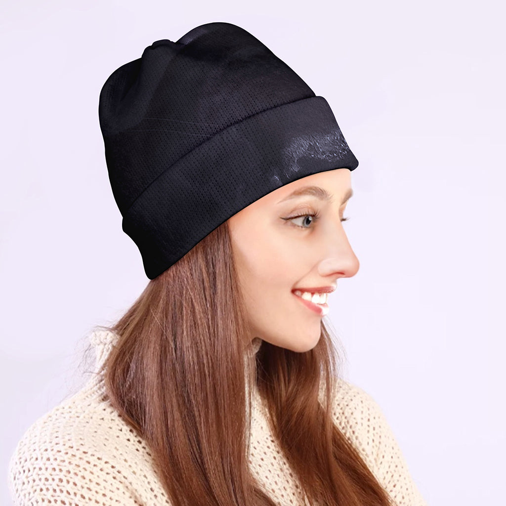 Black Jaguar Print Beanie