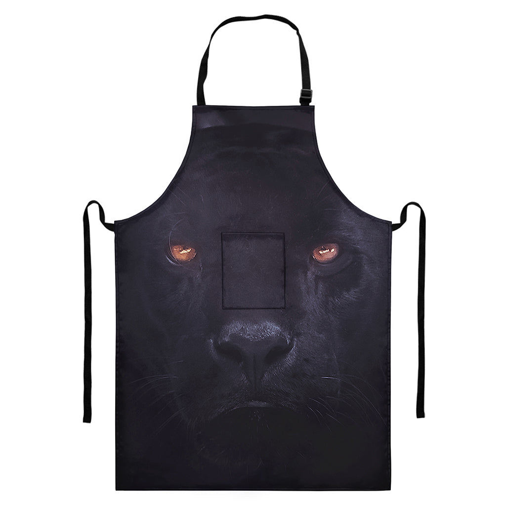 Black Jaguar Print Bib Apron With Pocket