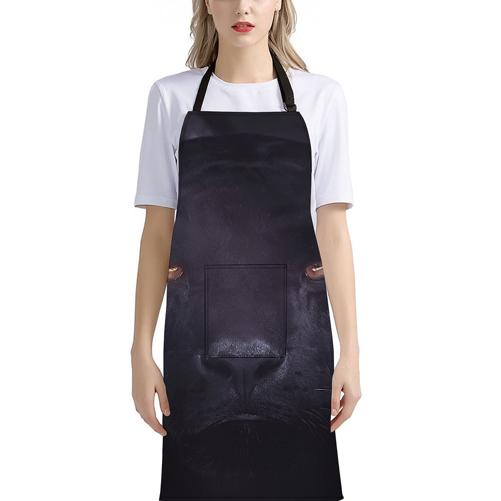 Black Jaguar Print Bib Apron With Pocket