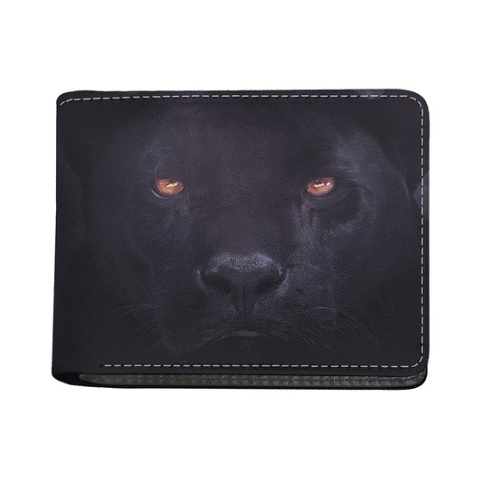 Black Jaguar Print Bifold Wallet