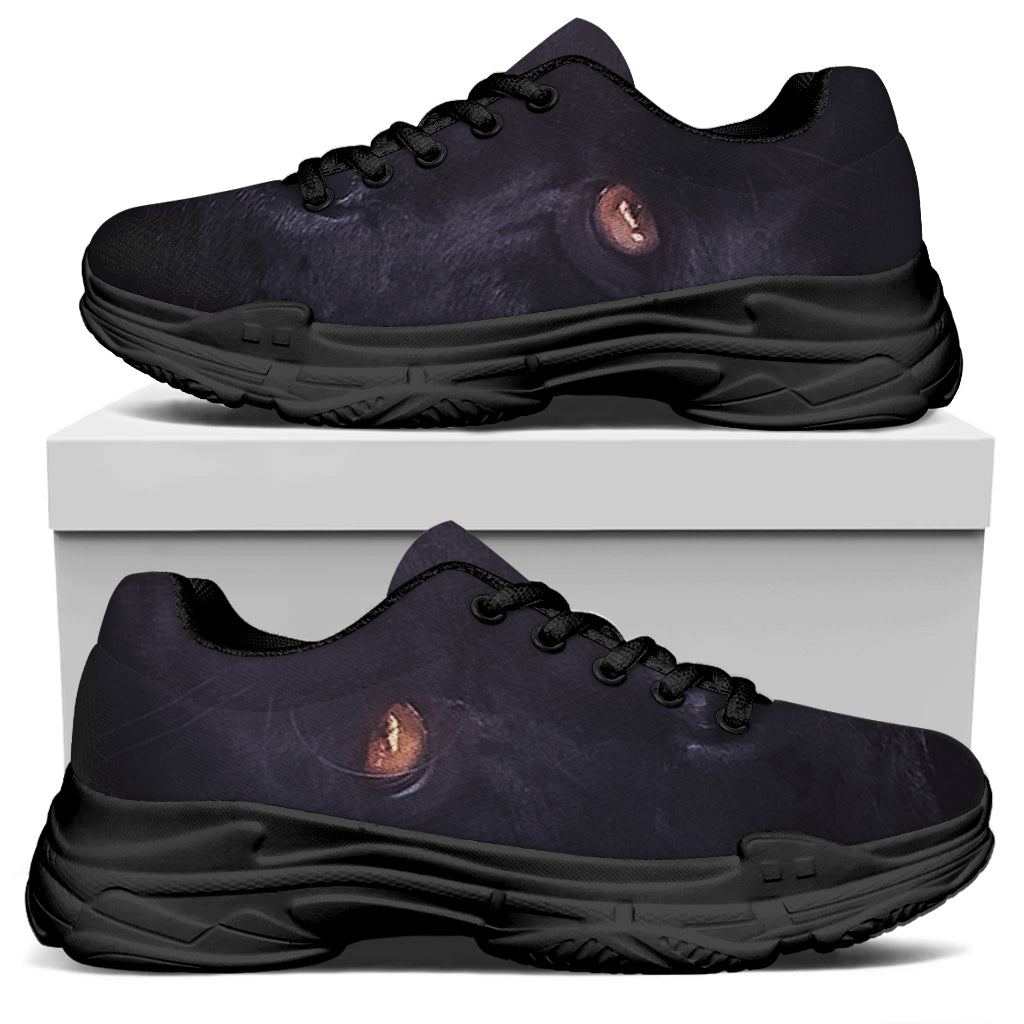Black Jaguar Print Black Chunky Shoes