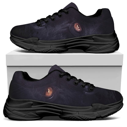 Black Jaguar Print Black Chunky Shoes