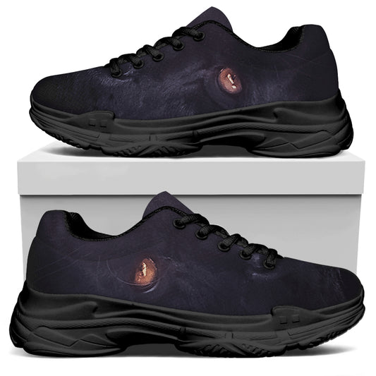 Black Jaguar Print Black Chunky Shoes