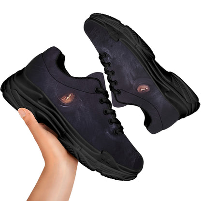 Black Jaguar Print Black Chunky Shoes