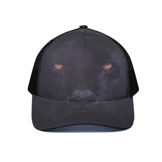 Black Jaguar Print Black Mesh Trucker Cap