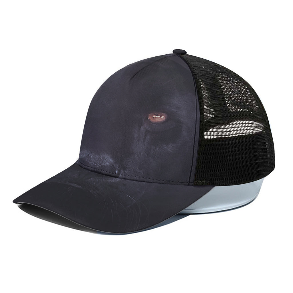 Black Jaguar Print Black Mesh Trucker Cap