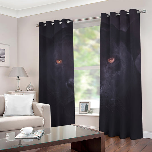 Black Jaguar Print Blackout Grommet Curtains