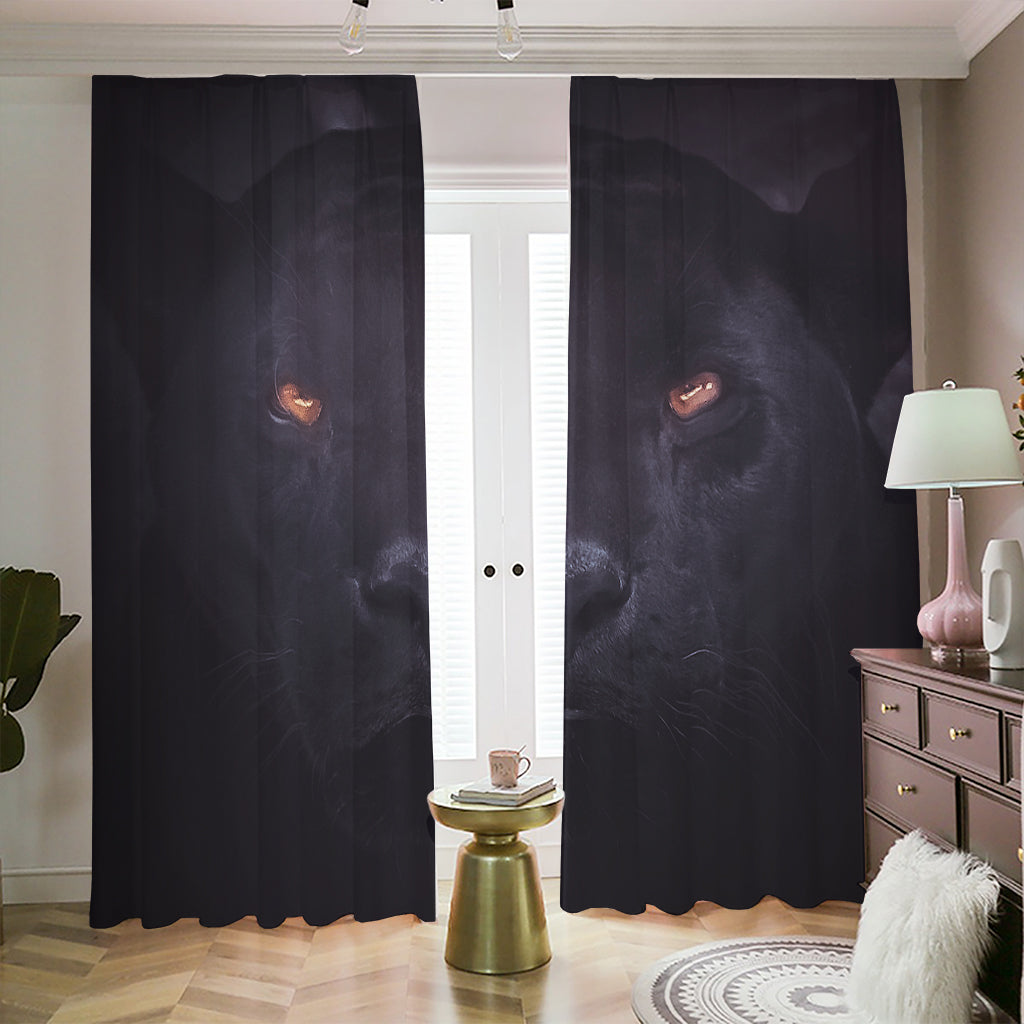 Black Jaguar Print Blackout Pencil Pleat Curtains