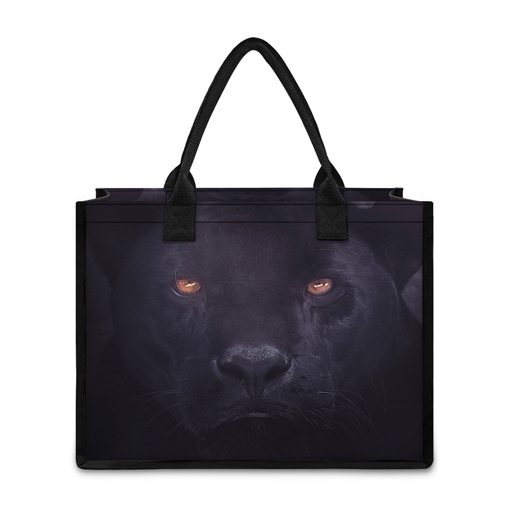 Black Jaguar Print Canvas Tote Bag