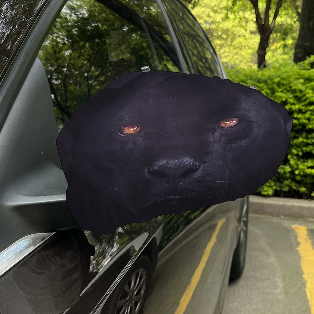 Black Jaguar Print Car Side Mirror Covers